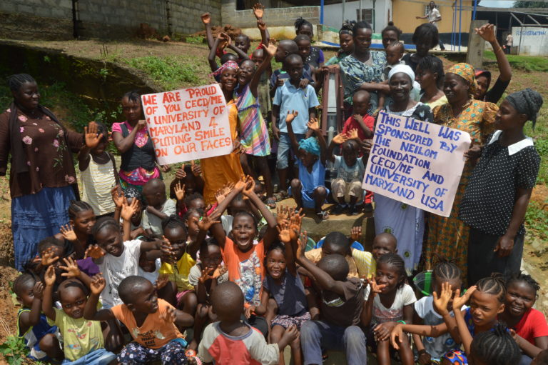 The completed water well in Freetown, Sierra Leone